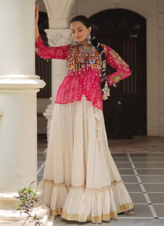 Lace Work Cotton Readymade Lehenga Choli In Pink for Ceremonial