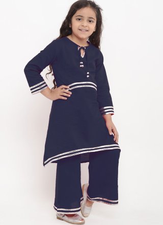 Lace Work Rayon Casual Kurti In Blue