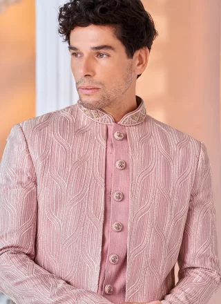 Latest Pink Silk Indo Western with Embroidered and Hand Work