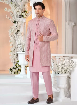 Latest Pink Silk Indo Western with Embroidered and Hand Work