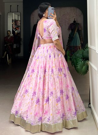 Lavender and Pink Silk Lehenga Choli