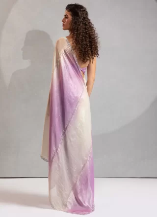 Lavender Fandy Beads and Zari Work Trendy Saree