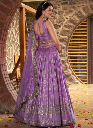 Lavender Jacquard A - Line Lehenga Choli with
