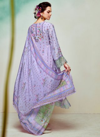 Lavender Muslin Pant Style Suit