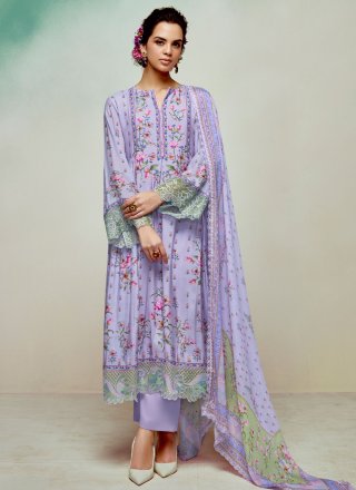 Lavender Muslin Pant Style Suit