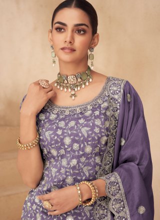 Lavender Shimmer Salwar Suit