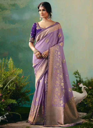 Lavender Silk Contemporary Saree
