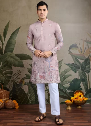 Lavender Silk Kurta Mens Wear