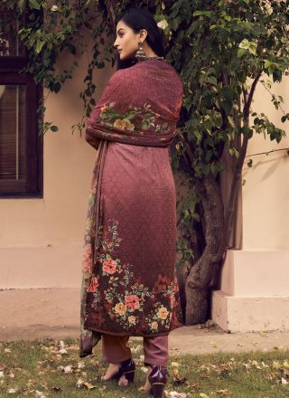 Lavish Pink and Rust Pure Crepe Salwar Suit with Print Work