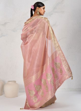 Linen Classic Saree In Pink Color