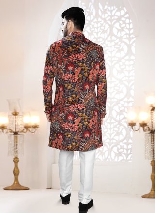 Linen Indo Western In Black