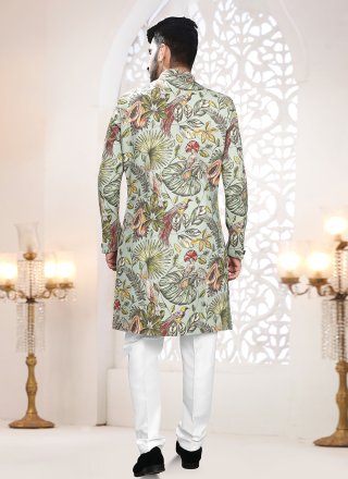 Linen Indo Western In Green