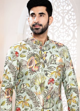 Linen Indo Western In Green
