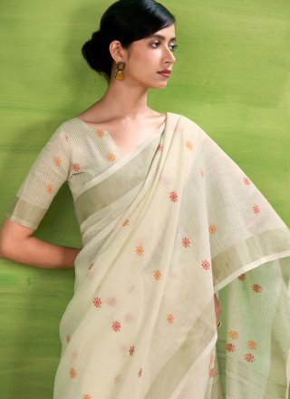 Linen Trendy Saree In Beige
