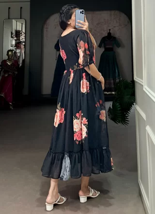 Lively Black Georgette Designer Kurti