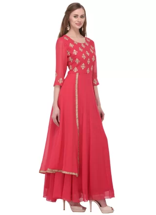 Lively Pink Georgette Readymade Salwar Suit