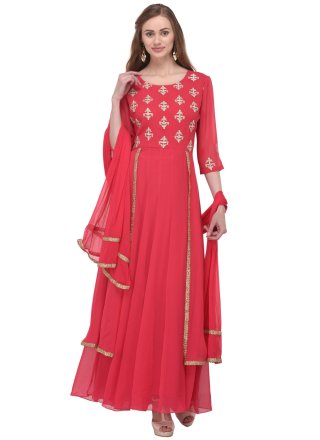 Lively Pink Georgette Readymade Salwar Suit