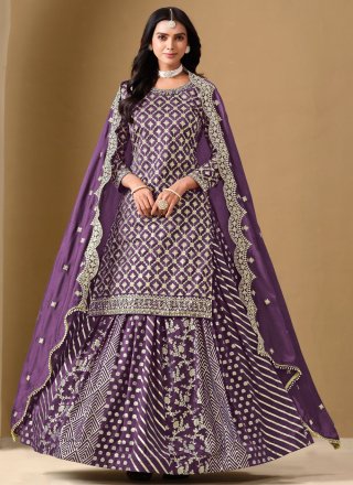 Lovable Purple Pure Dola Readymade Lehenga Choli with Jacquard Work