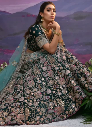 Lycra A - Line Lehenga Choli In Green