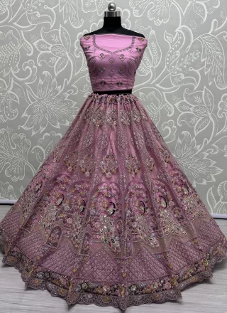 Magenta and Pink Net Lehenga Choli with Dimond, Dori, Embroidered, Multi, Sequins, Thread and Zircon Work