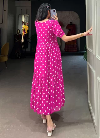 Magenta Georgette Designer Kurti with Polka Dotted Work