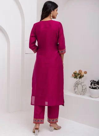 Magenta Jacquard Silk Jacquard Work Trendy Suit for Mehndi Color