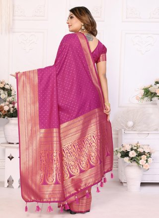 Magenta Silk Classic Saree with Woven Work