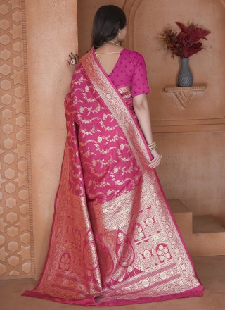 Magenta Silk Designer Saree with Weaving Work