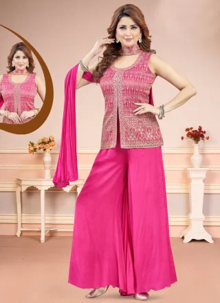 Magenta Silk Readymade Salwar Suit