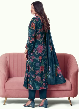 Magnetic Blue Georgette Salwar Suit