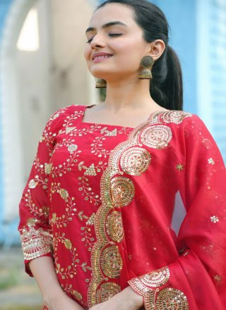 Magnetic Red Rangoli Readymade Lehenga Choli with Embroidered, Sequins and Zari Work