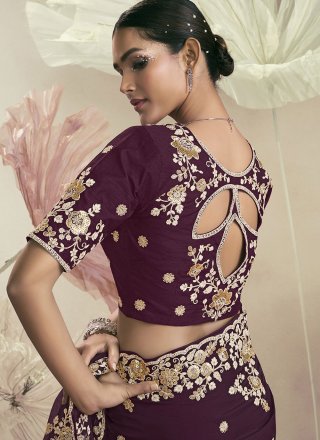 Magnificent Purple Organza Classic Saree with Cord, Cut, Embroidered, Sequins and Zari Work