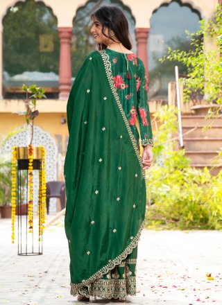 Majestic Green Chinon Salwar Suit