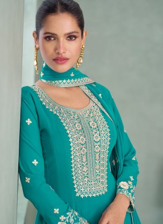 Majestic Rama Georgette Gown with Embroidered and Sequins Work