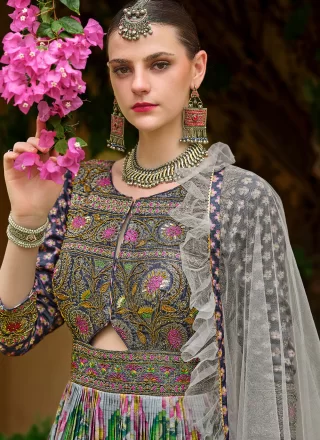 Majesty Grey Silk Designer Gown