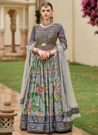 Majesty Grey Silk Designer Gown