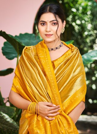 Majesty Mustard Kanjivaram Silk Trendy Saree