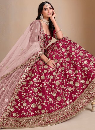 Maroon Art Silk Lehenga Choli