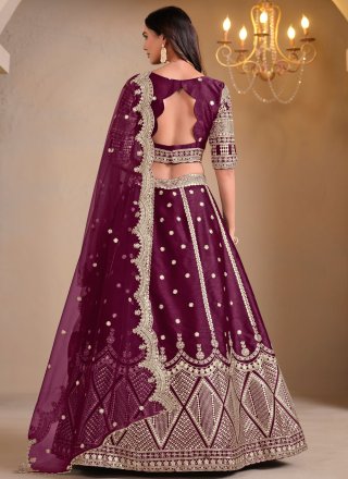 Maroon Art Silk Lehenga Choli with