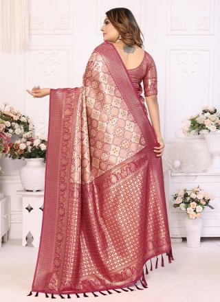 Maroon Banarasi Silk Trendy Saree