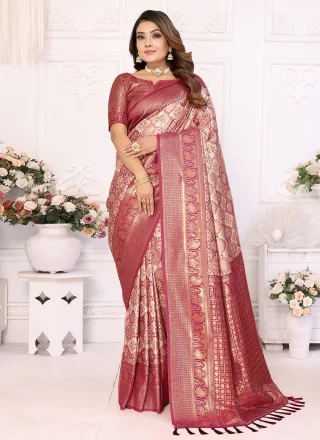 Maroon Banarasi Silk Trendy Saree