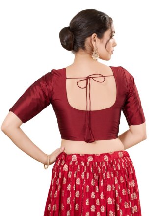 Maroon Brocade Plain Work Blouse
