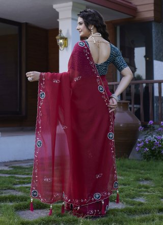 Maroon Chiffon Classic Saree