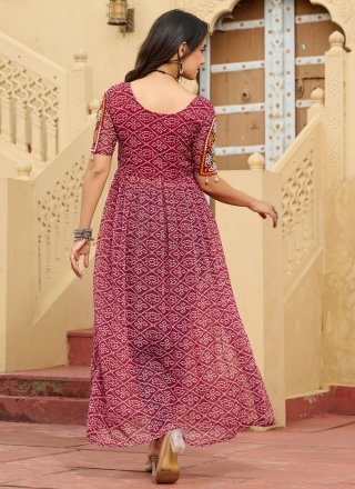 Maroon Faux Georgette Casual Kurti