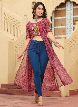 Maroon Faux Georgette Casual Kurti