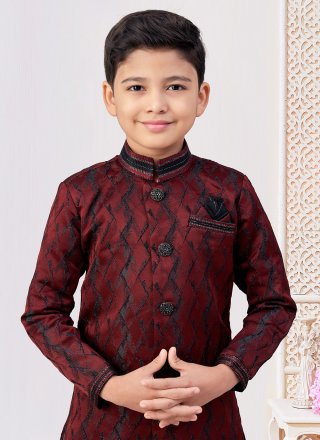 Maroon Jacquard Zari Work Indo Western for Festival