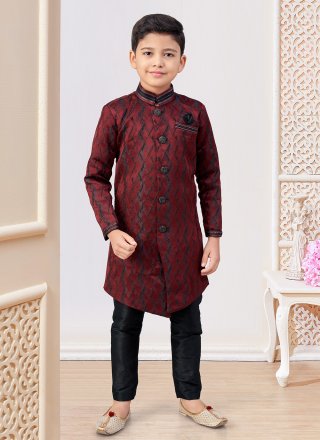 Maroon Jacquard Zari Work Indo Western for Festival