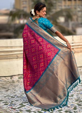 Maroon Patola Silk Zari Work Classic Sari
