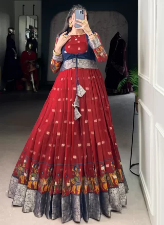 Maroon Poly Cotton Gown