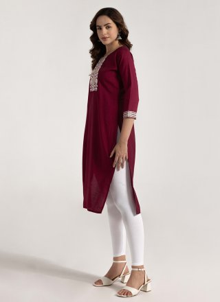 Maroon Rayon Casual Kurti